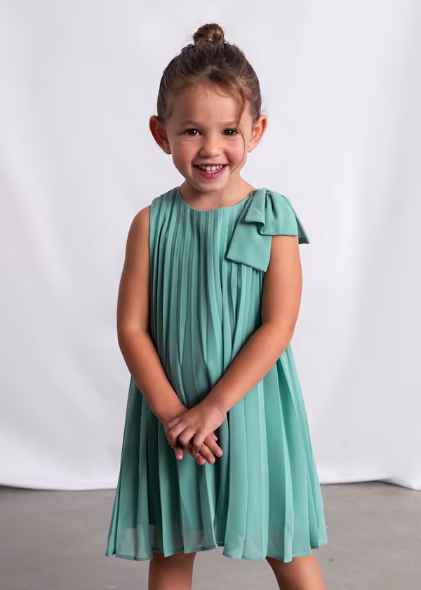 Vestido plissado laço menina – Mayoral