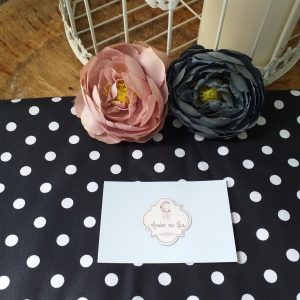 Tecido Bolas Brancas Fundo preto marca Poppy