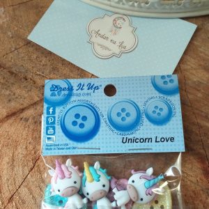 Botões Dress It Unicorn Love