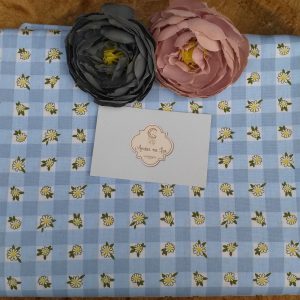 Tecido Fabricart Miss Daisy xadrez azul