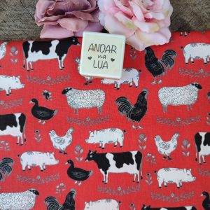 Tecido EVA Coleção Fazendinha Vermelho – Animais