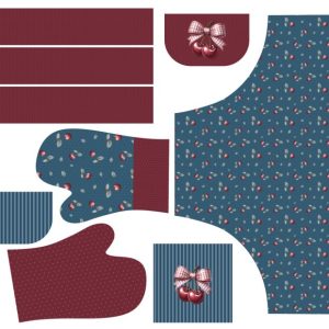 **100% Algodão Canva KIT AVENTAL- Coleção Cerejas