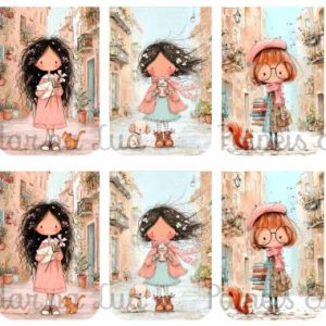 NEW Painel Bolsa Porta Telemóvel /Óculos/ Canetas Coleção Meninas na Cidade