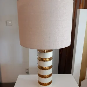 Candeeiro Cerâmica e Metal Dourado