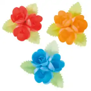 Dekora Rosas Cores Sortidas c/ Folhas 6.5cm c/3